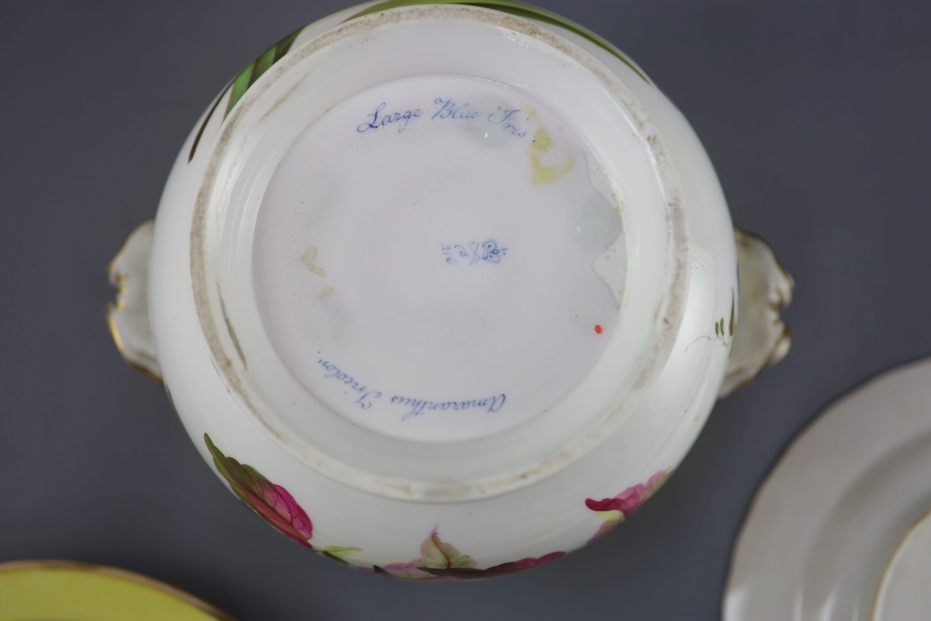 A group of Derby yellow ground botanical dessert and dinner wares, c.1790-1810